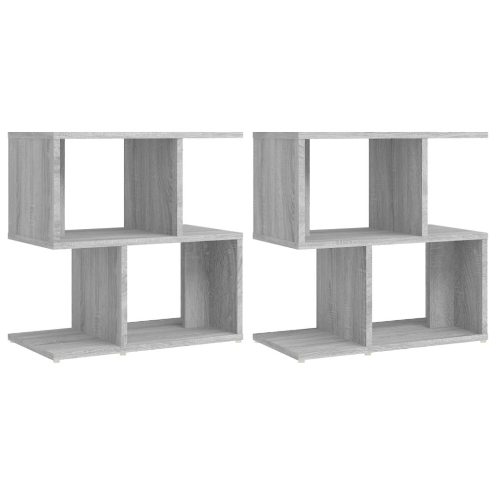 Vidaxl (Grey Sonoma, 2) 1/2X Bedside Cabinet Chipboard Home Telephone Stand Set Multi Colours