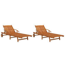 (2 sunloungers) vidaXL Sun Loungers Outdoor Sunbed Lounge Bed Day Bed Solid Wood Acacia 2 pcs