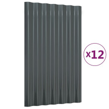 (anthracite, 60 x 36 cm) vidaXL 12/36x Roof Panels Powder-coated Steel Corrugated Multi Colours/Sizes