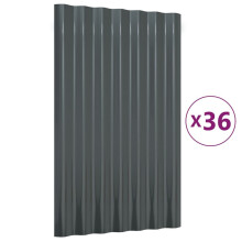(anthracite, 60 x 36 cm) vidaXL 12/36x Roof Panels Powder-coated Steel Corrugated Multi Colours/Sizes