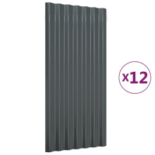 (anthracite, 80 x 36 cm) vidaXL 12/36x Roof Panels Powder-coated Steel Corrugated Multi Colours/Sizes