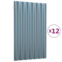 (grey, 60 x 36 cm) vidaXL 12/36x Roof Panels Powder-coated Steel Corrugated Multi Colours/Sizes