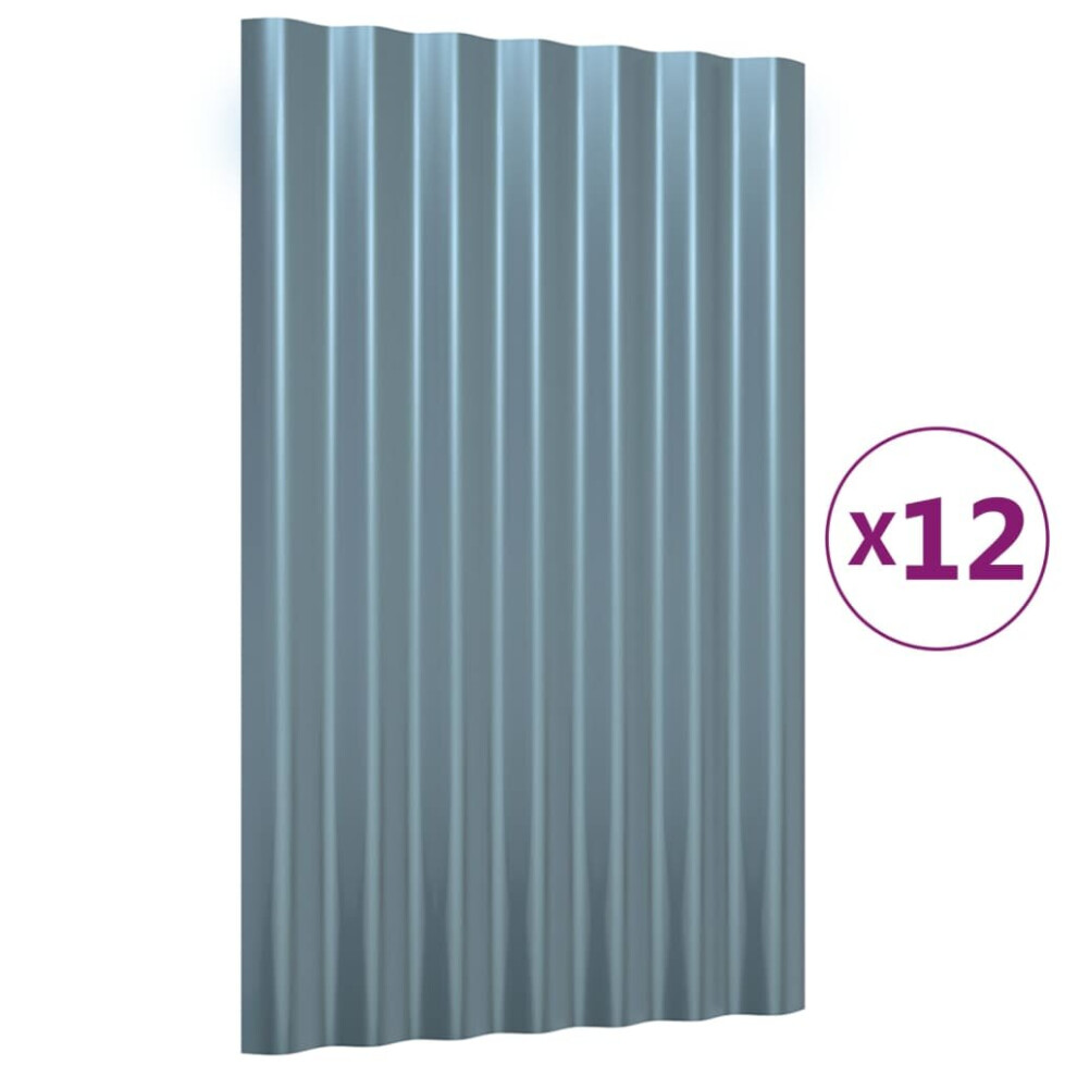 (grey, 60 x 36 cm) vidaXL 12/36x Roof Panels Powder-coated Steel Corrugated Multi Colours/Sizes
