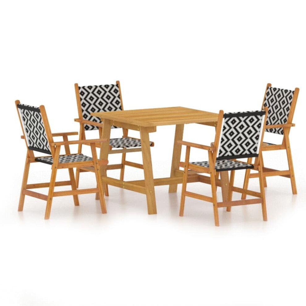 Vidaxl (88 Cm Table Length/5) Solid Wood Acacia Garden Dining Set Furniture Multi Sizes 3/5/7/9 Piece
