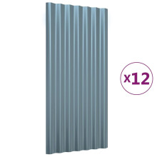 (grey, 80 x 36 cm) vidaXL 12/36x Roof Panels Powder-coated Steel Corrugated Multi Colours/Sizes