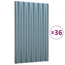 (grey, 60 x 36 cm) vidaXL 12/36x Roof Panels Powder-coated Steel Corrugated Multi Colours/Sizes