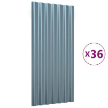 (grey, 80 x 36 cm) vidaXL 12/36x Roof Panels Powder-coated Steel Corrugated Multi Colours/Sizes