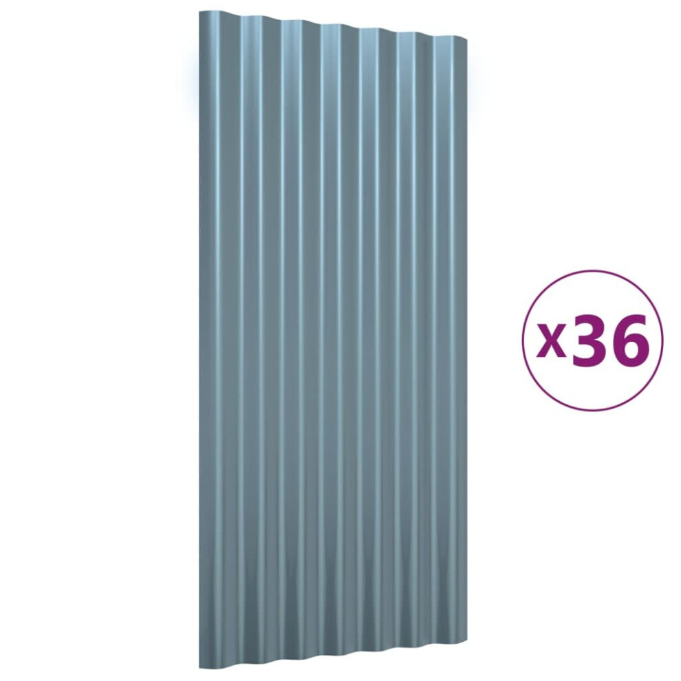 (grey, 80 X 36 cm) vidaXL 12/36x Roof Panels Powder-coated Steel Corrugated Multi Colours/Sizes