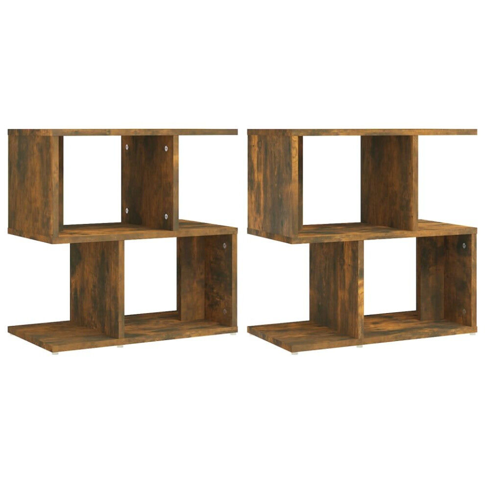 (smoked oak, 2) vidaXL 1/2x Bedside Cabinet Chipboard Home Telephone Stand Set Multi Colours