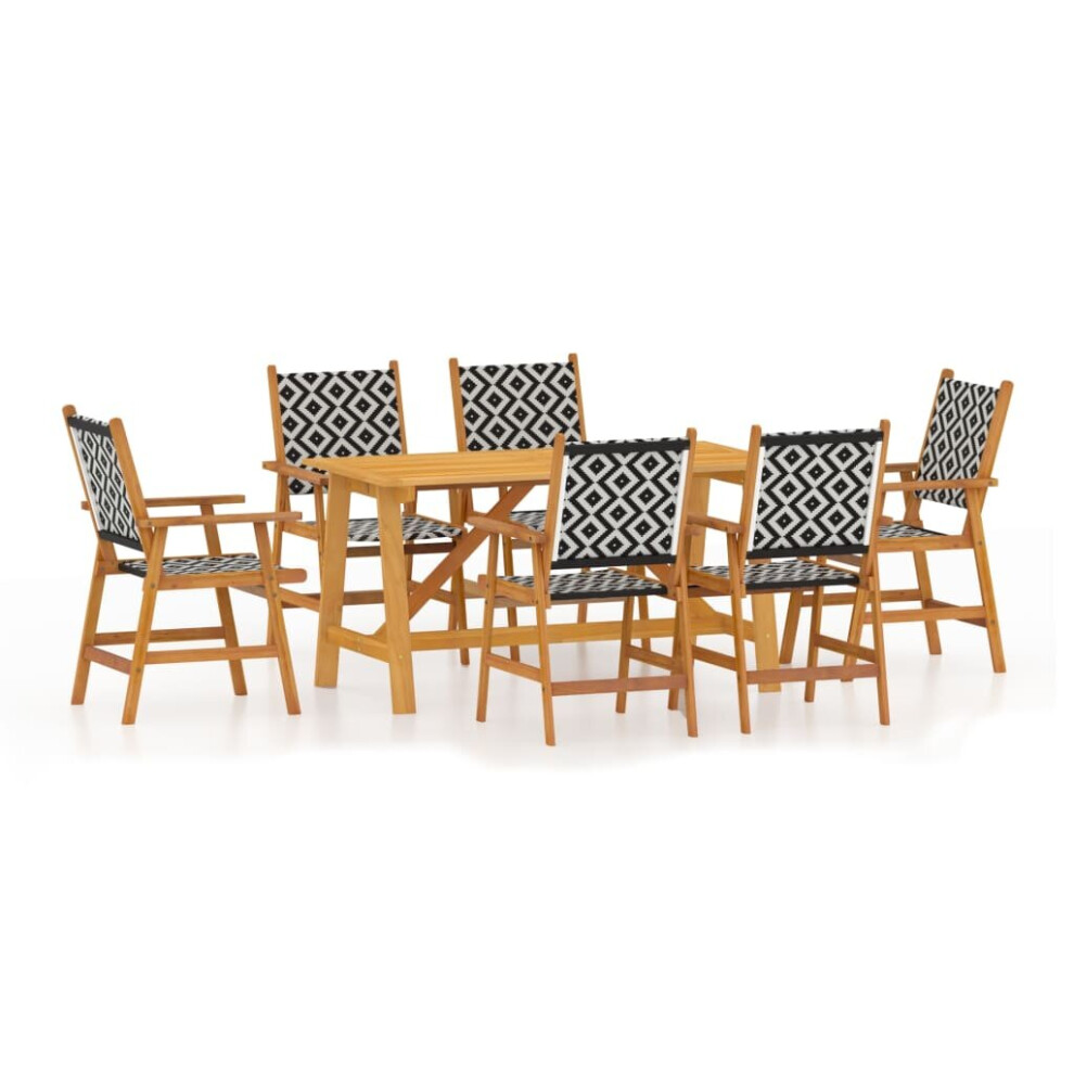 (140 cm table length/7) vidaXL Solid Wood Acacia Garden Dining Set Furniture Multi Sizes 3/5/7/9 Piece