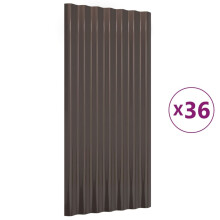 (brown, 80 x 36 cm) vidaXL 12/36x Roof Panels Powder-coated Steel Corrugated Multi Colours/Sizes