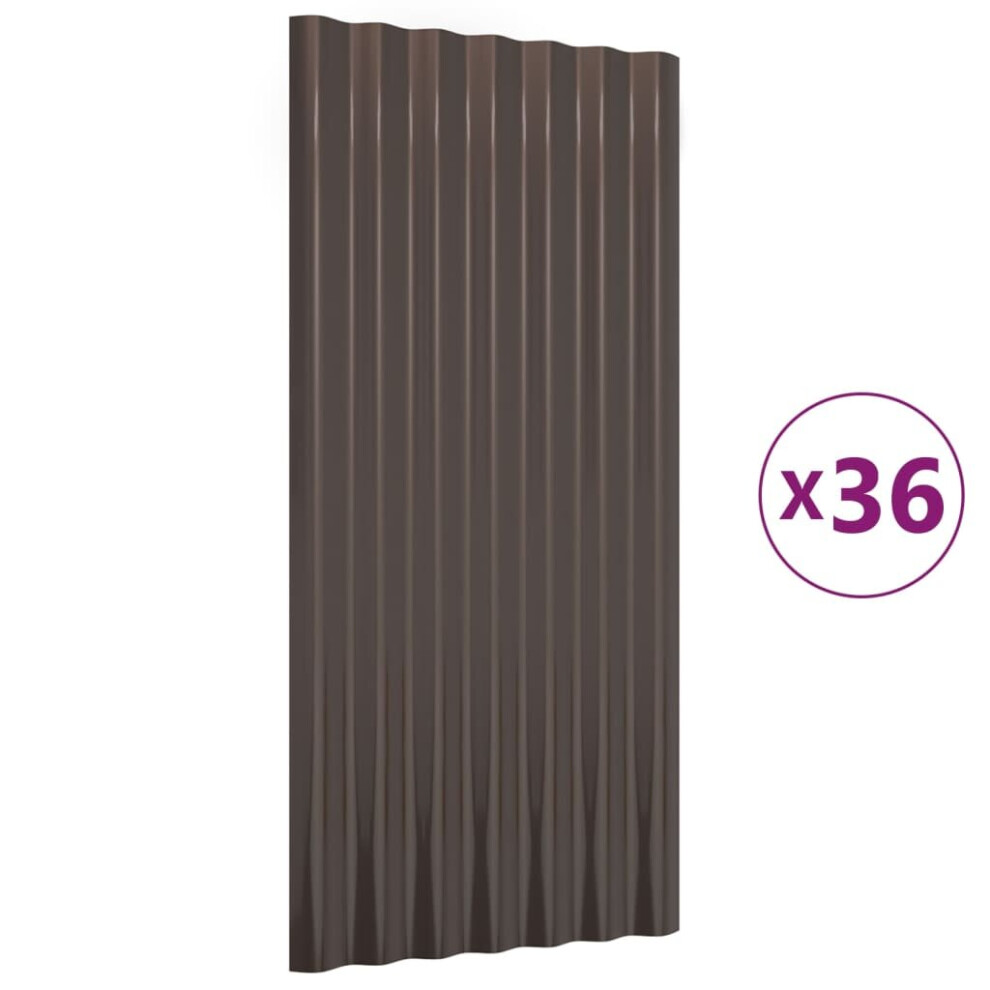 (brown, 80 x 36 cm) vidaXL 12/36x Roof Panels Powder-coated Steel Corrugated Multi Colours/Sizes