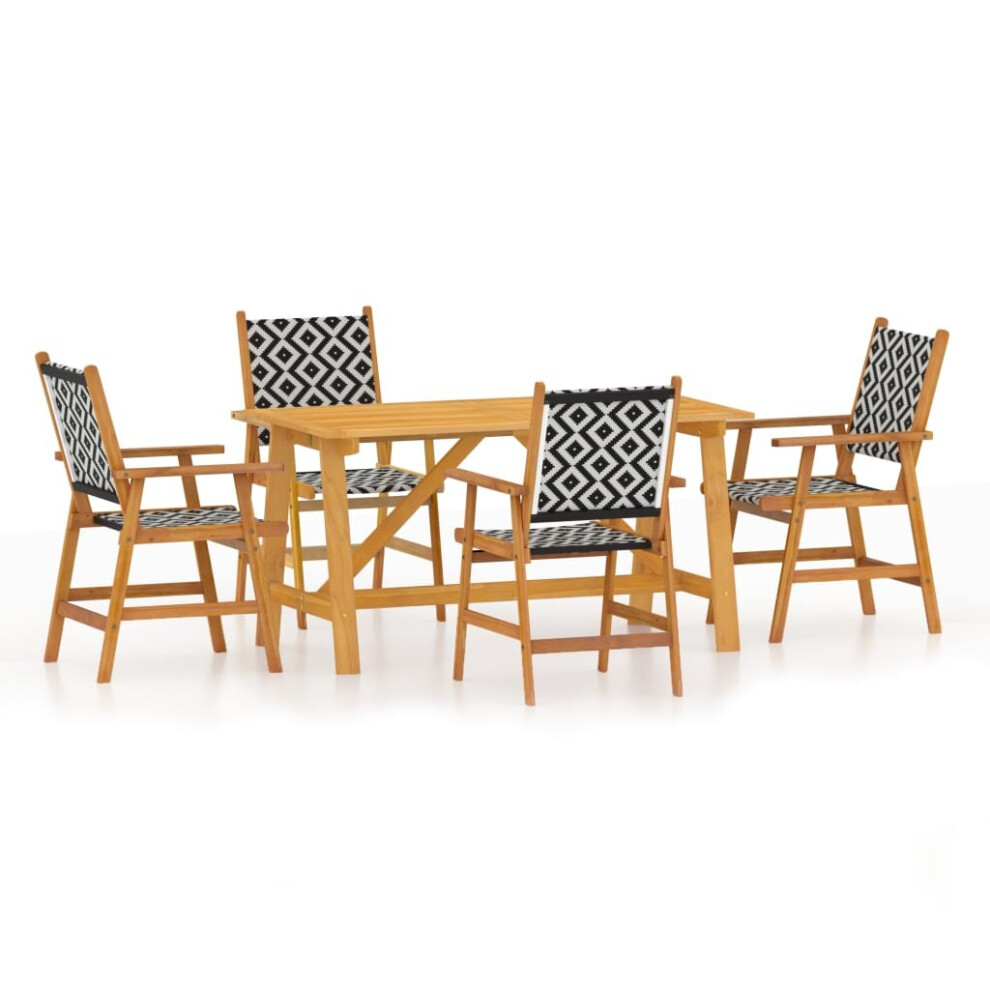 Vidaxl (140 Cm Table Length/5) Solid Wood Acacia Garden Dining Set Furniture Multi Sizes 3/5/7/9 Piece