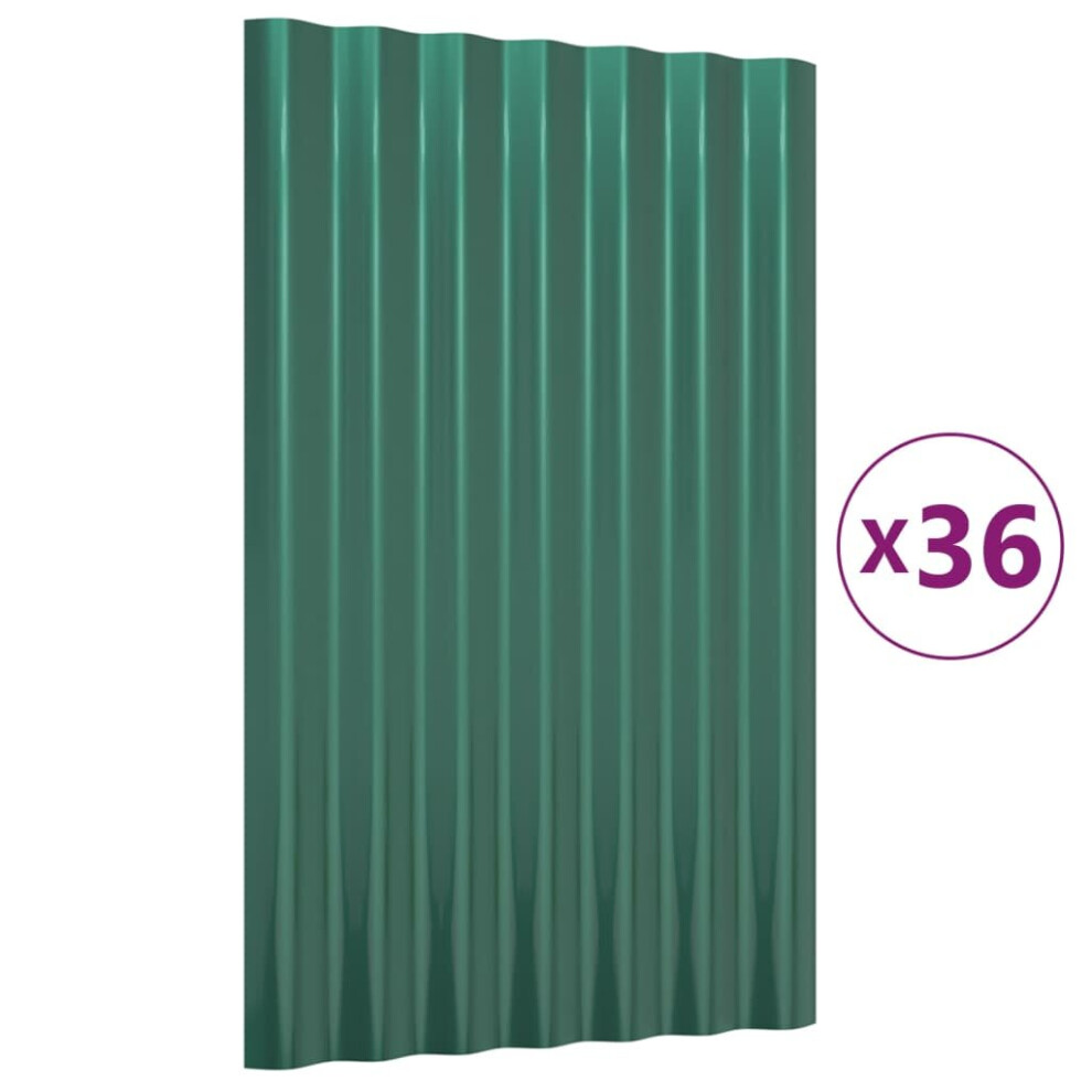 (green, 60 x 36 cm) vidaXL 12/36x Roof Panels Powder-coated Steel Corrugated Multi Colours/Sizes