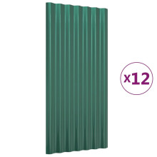 (green, 80 x 36 cm) vidaXL 12/36x Roof Panels Powder-coated Steel Corrugated Multi Colours/Sizes
