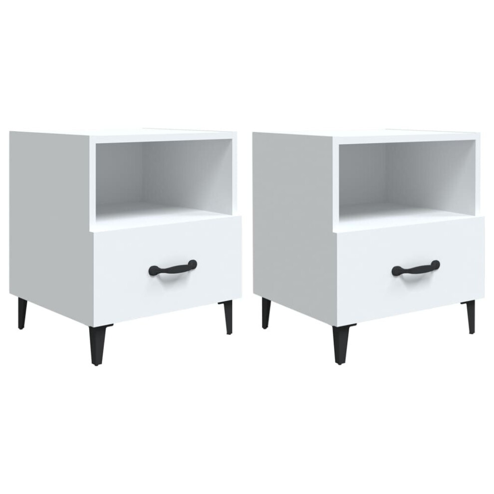 Vidaxl (White, 2) 1/2X Bedside Cabinet Engineered Wood End Table Nightstand Multi Colours