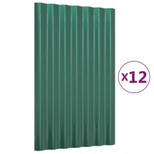 (green, 60 x 36 cm) vidaXL 12/36x Roof Panels Powder-coated Steel Corrugated Multi Colours/Sizes