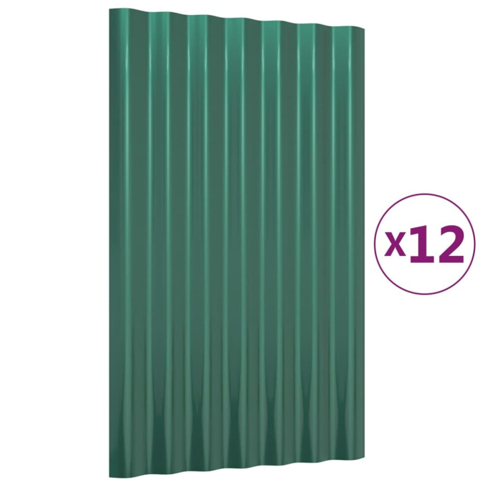 (green, 60 x 36 cm) vidaXL 12/36x Roof Panels Powder-coated Steel Corrugated Multi Colours/Sizes