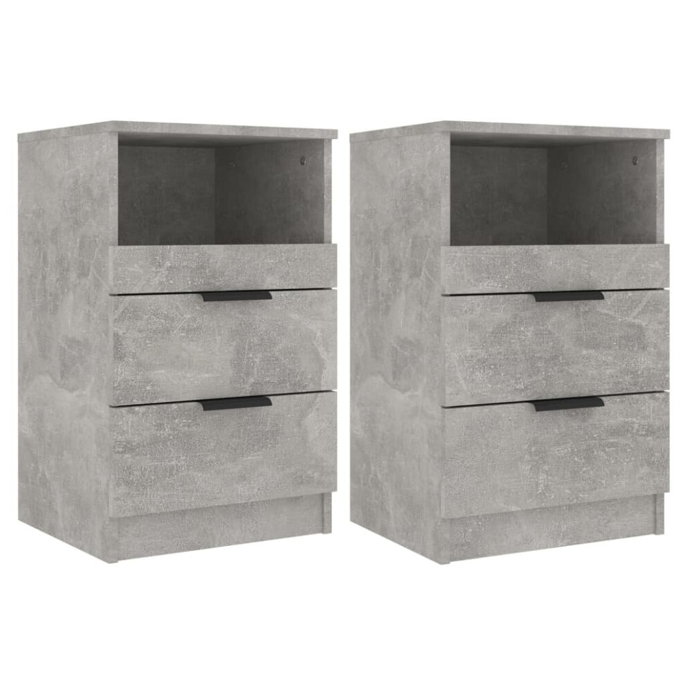 Vidaxl (Concrete Grey, 2) 1/2X Bedside Cabinet Engineered Wood Home End Side Table Multi Colours