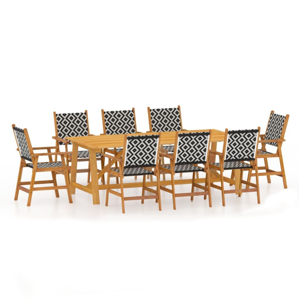 (206 cm table length/9) vidaXL Solid Wood Acacia Garden Dining Set Furniture Multi Sizes 3/5/7/9 Piece