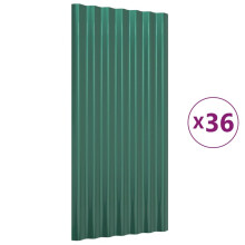 (green, 80 x 36 cm) vidaXL 12/36x Roof Panels Powder-coated Steel Corrugated Multi Colours/Sizes