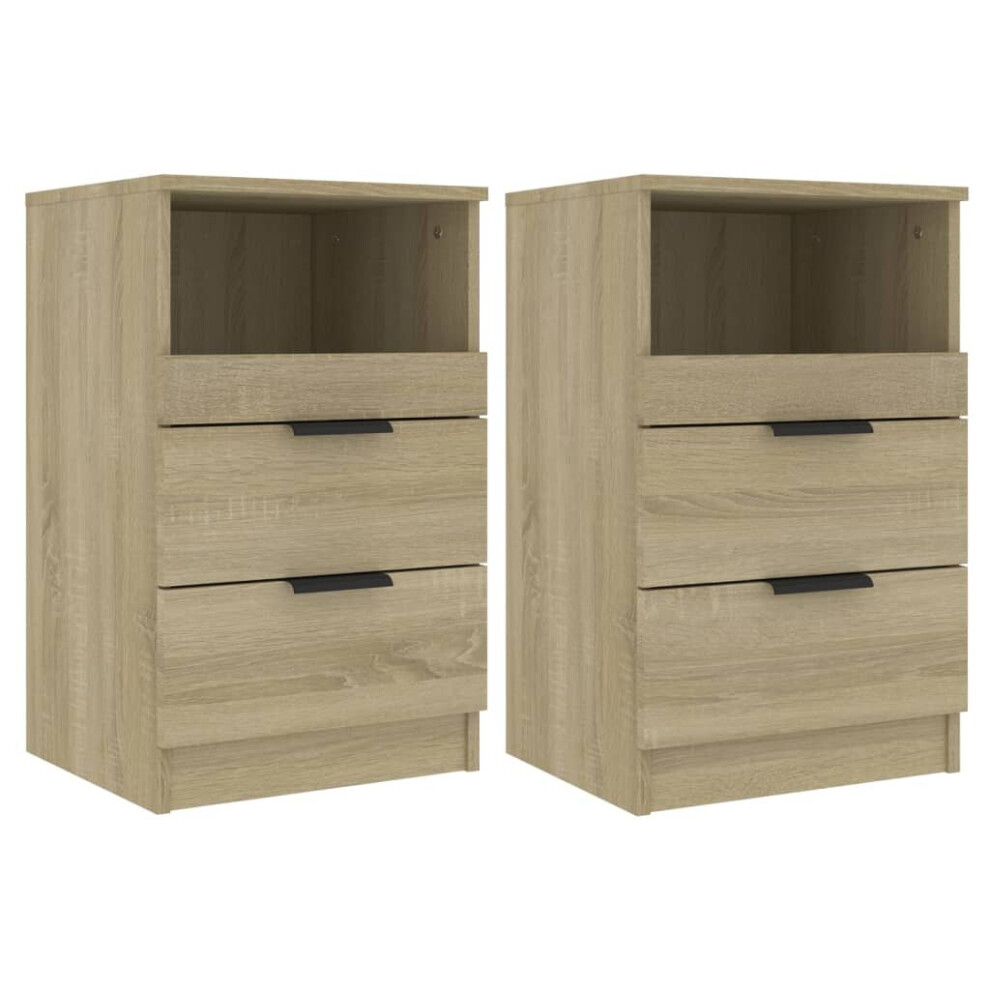 (sonoma oak, 2) vidaXL 1/2x Bedside Cabinet Engineered Wood Home End Side Table Multi Colours