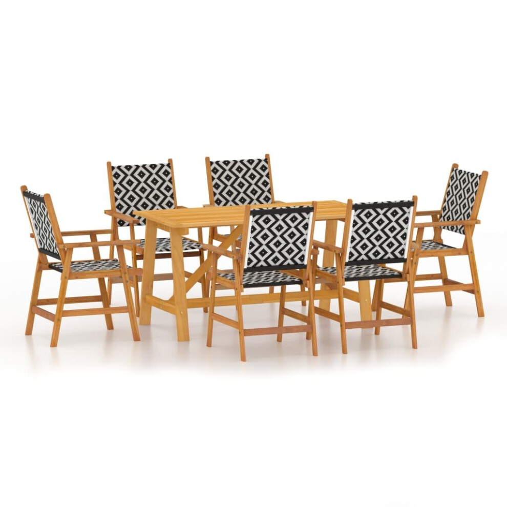 (206 cm table length/7) vidaXL Solid Wood Acacia Garden Dining Set Furniture Multi Sizes 3/5/7/9 Piece