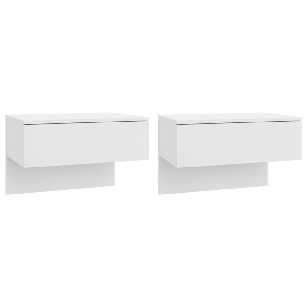 Vidaxl (High Gloss White, 2) Wall Bedside Cabinet Floating Nightstand Bedside Unit Hanging Cabinet