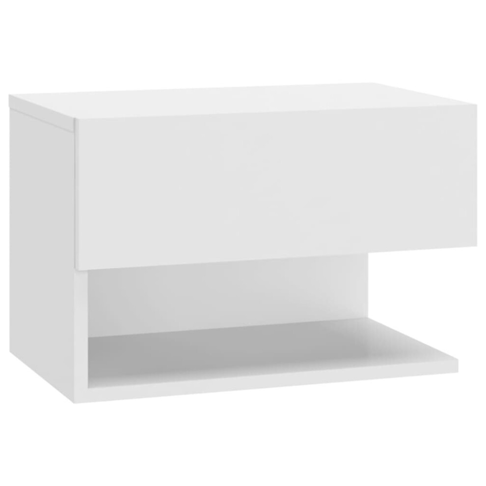 Vidaxl (White, 1) Wall Bedside Cabinet Floating Nightstand Bedside Unit Hanging Cabinet