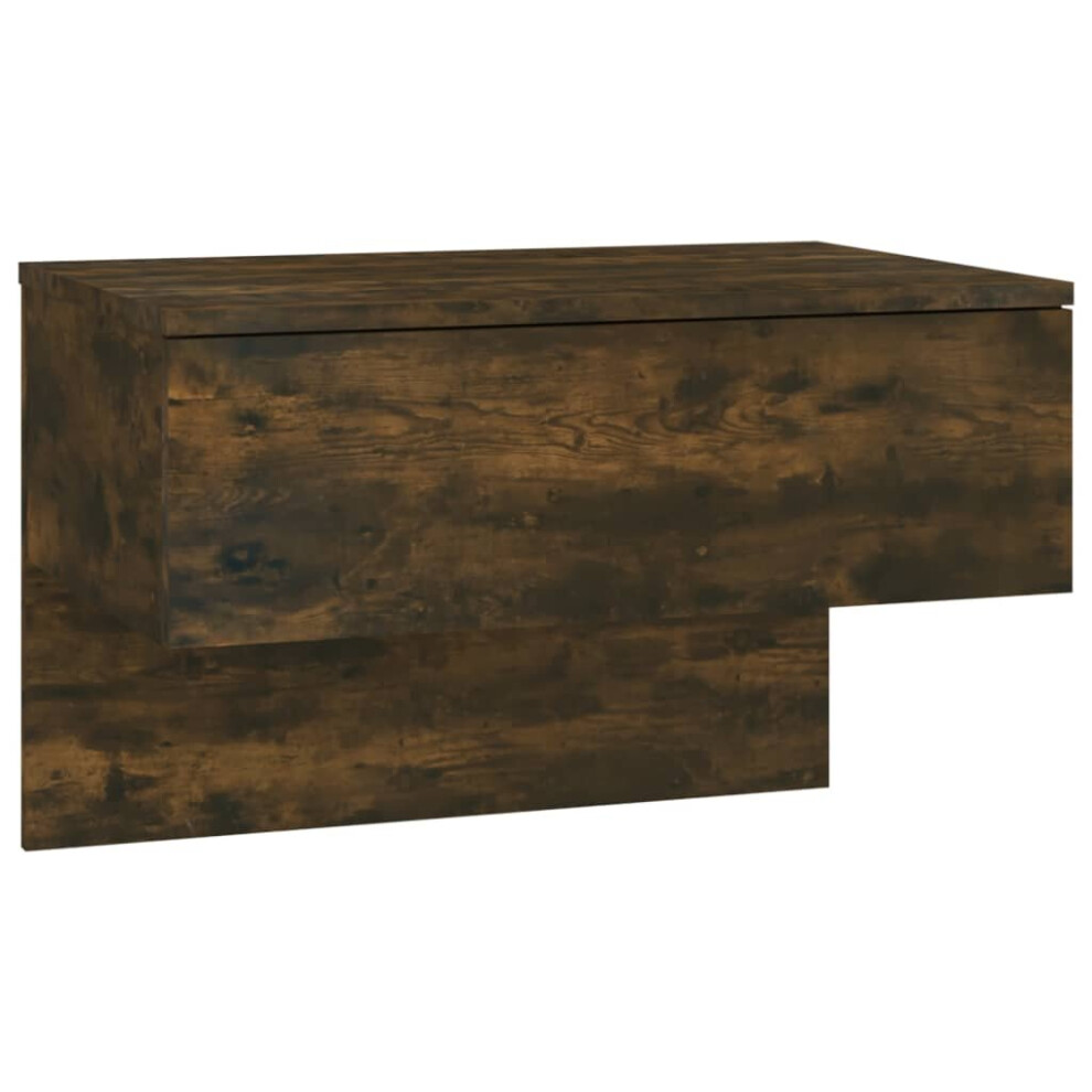 (smoked oak, 1) vidaXL Wall Bedside Cabinet Floating Nightstand Bedside Unit Hanging Cabinet