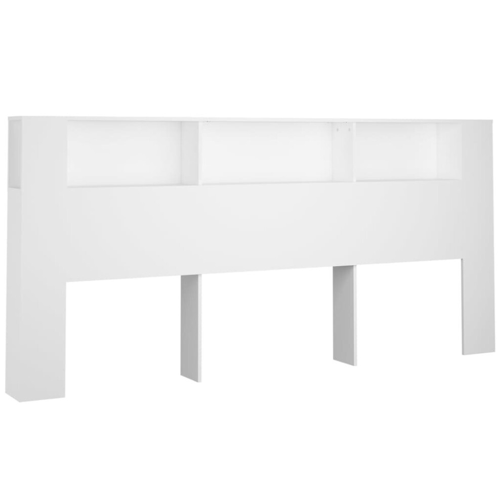 Vidaxl White Headboard Cabinet Bedroom Furniture Bed Header Cabinet Wall Bed Backboard Bookcase Headboard With Storage 220X18.5x104.5 Cm - Image 2