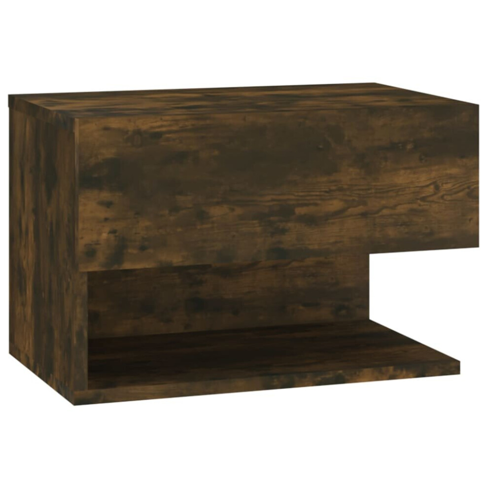 Vidaxl (Smoked Oak, 1) Wall Bedside Cabinet Floating Nightstand Bedside Unit Hanging Cabinet