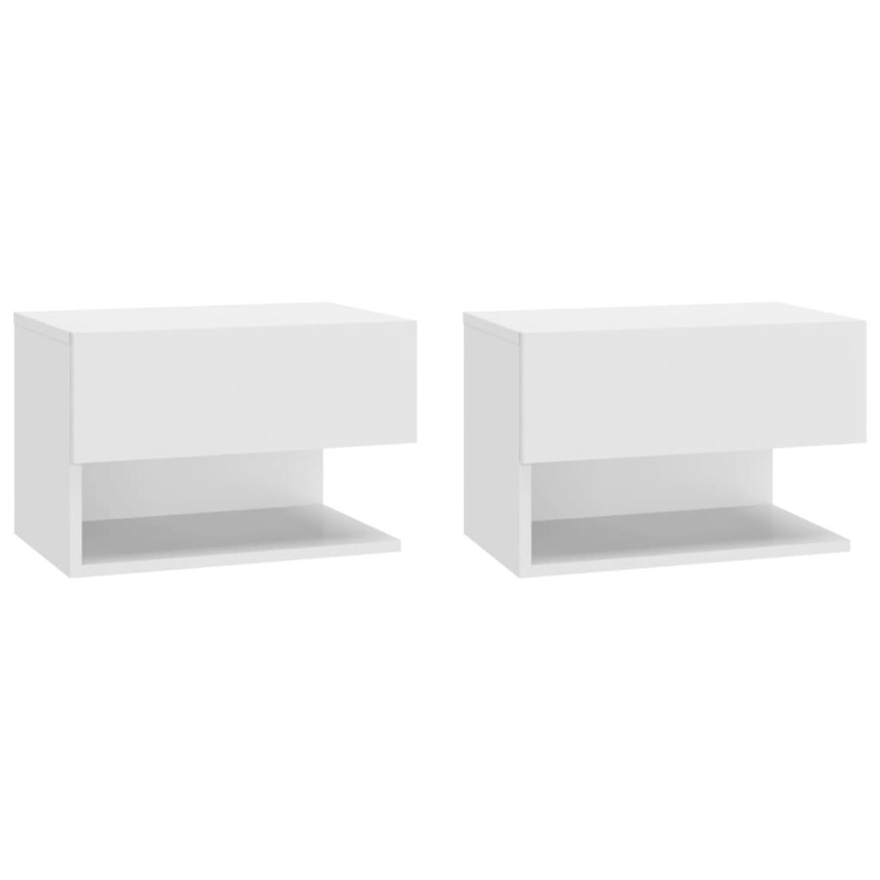 Vidaxl (White, 2) Wall Bedside Cabinet Floating Nightstand Bedside Unit Hanging Cabinet