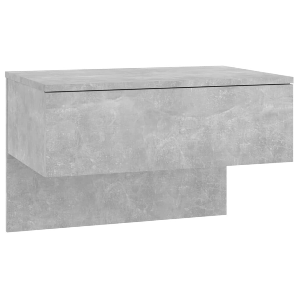 Vidaxl (Concrete Grey, 1) Wall Bedside Cabinet Floating Nightstand Bedside Unit Hanging Cabinet