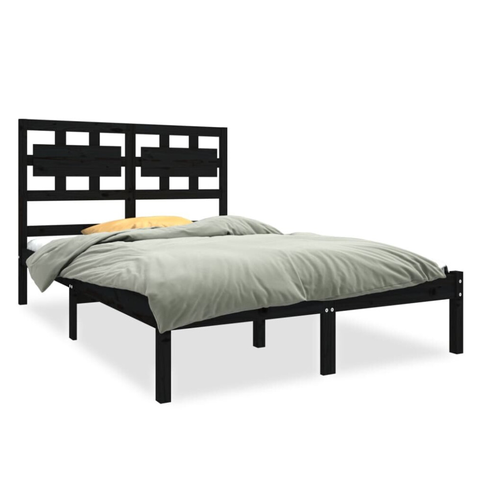 (black, 140 x 190 cm) vidaXL Solid Wood Bed Frame Bedroom Bedstead Bed Base Multi Colours/Sizes