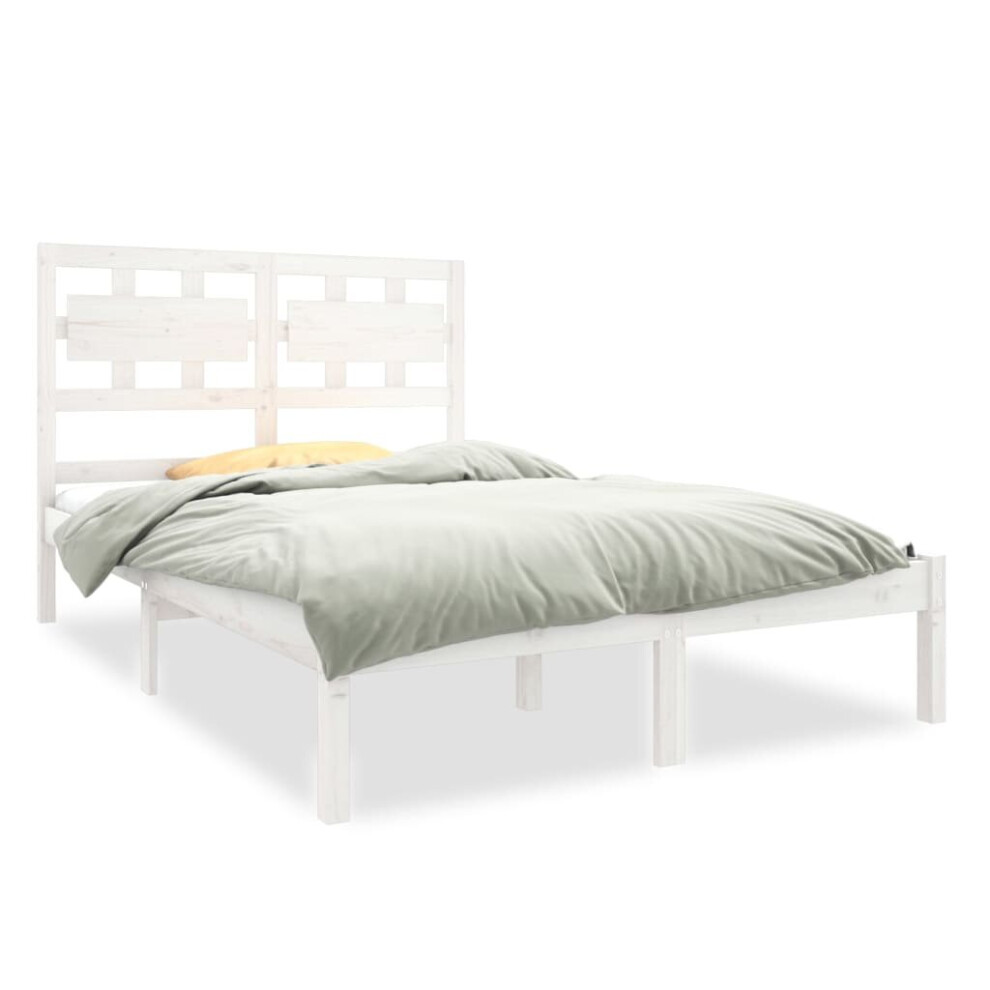 (white, 120 x 190 cm) vidaXL Bed Frame Bed Base Bedstead Bedroom Mattress Foundation Solid Wood