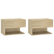 (sonoma oak, 2) vidaXL Wall Bedside Cabinet Floating Nightstand Bedside Unit Hanging Cabinet
