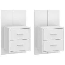 (white, 2) vidaXL Wall Bedside Cabinet Floating Nightstand Bedside Unit Hanging Cabinet