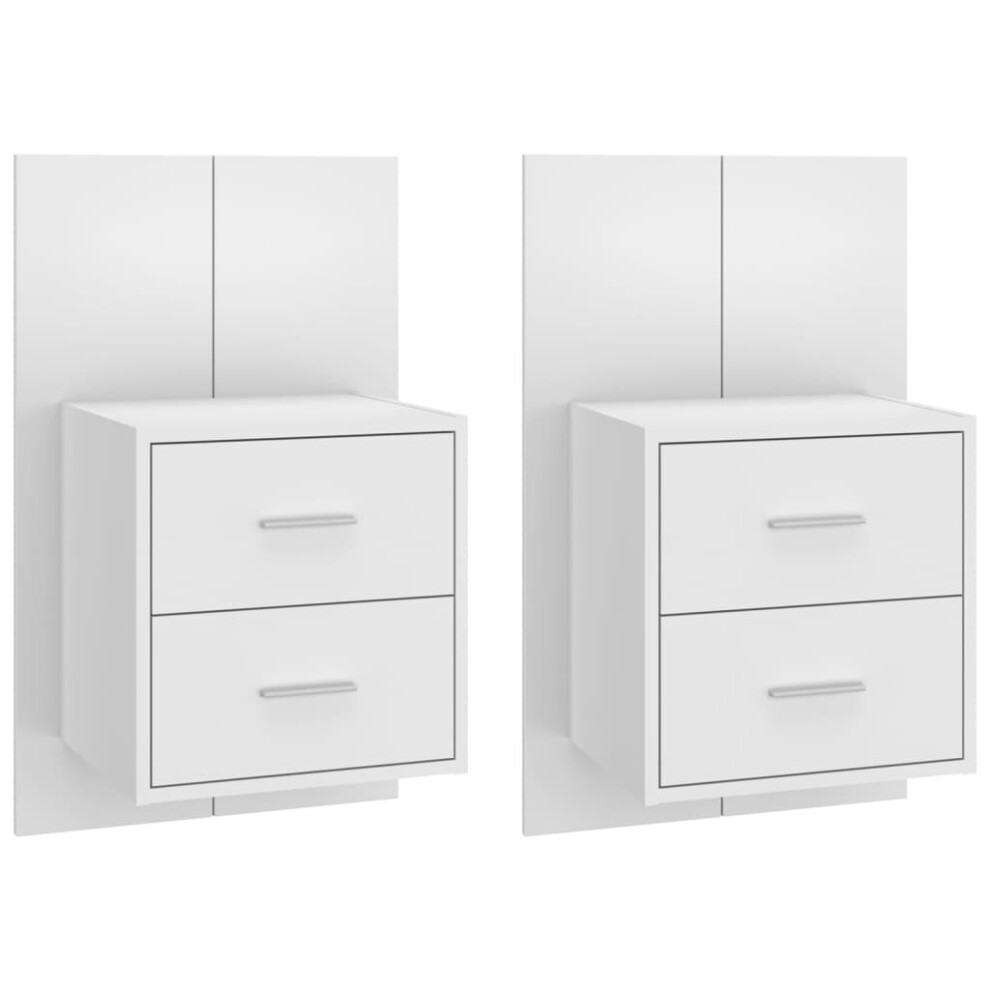 Vidaxl (White, 2) Wall Bedside Cabinet Floating Nightstand Bedside Unit Hanging Cabinet