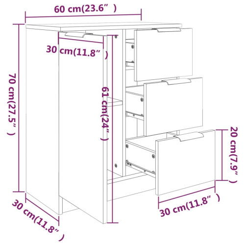 VidaXL (grey sonoma) vidaXL Sideboard Console Cabinet Storage Cupboard Highboard Engineered Wood 1