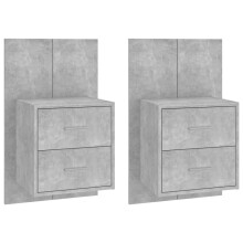 (concrete grey, 2) vidaXL Wall Bedside Cabinet Floating Nightstand Bedside Unit Hanging Cabinet