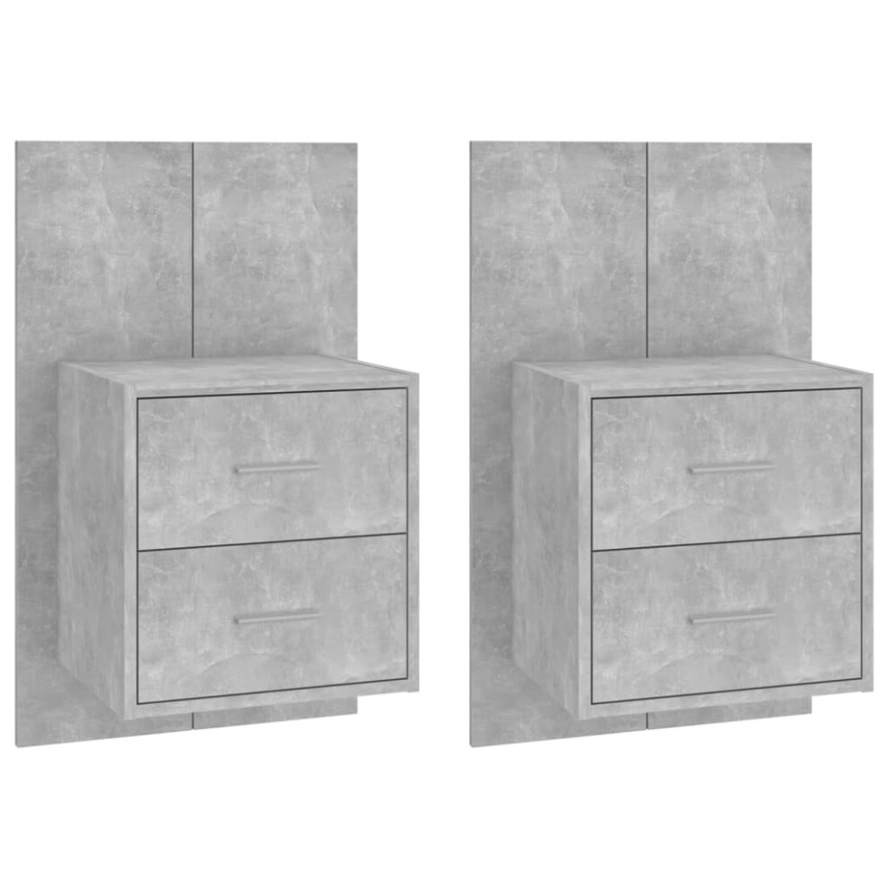 Vidaxl (Concrete Grey, 2) Wall Bedside Cabinet Floating Nightstand Bedside Unit Hanging Cabinet