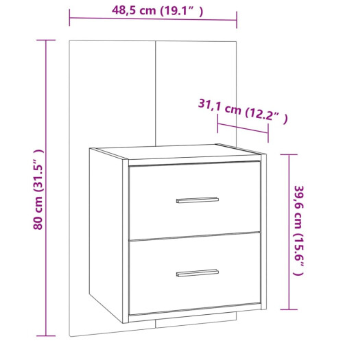 VidaXL (white, 2) vidaXL Wall Bedside Cabinet Floating Nightstand Bedside Unit Hanging Cabinet 1