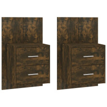 (smoked oak, 2) vidaXL Wall Bedside Cabinet Floating Nightstand Bedside Unit Hanging Cabinet
