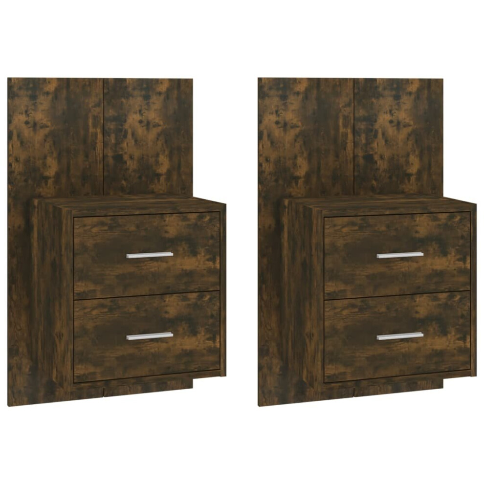 Vidaxl (Smoked Oak, 2) Wall Bedside Cabinet Floating Nightstand Bedside Unit Hanging Cabinet