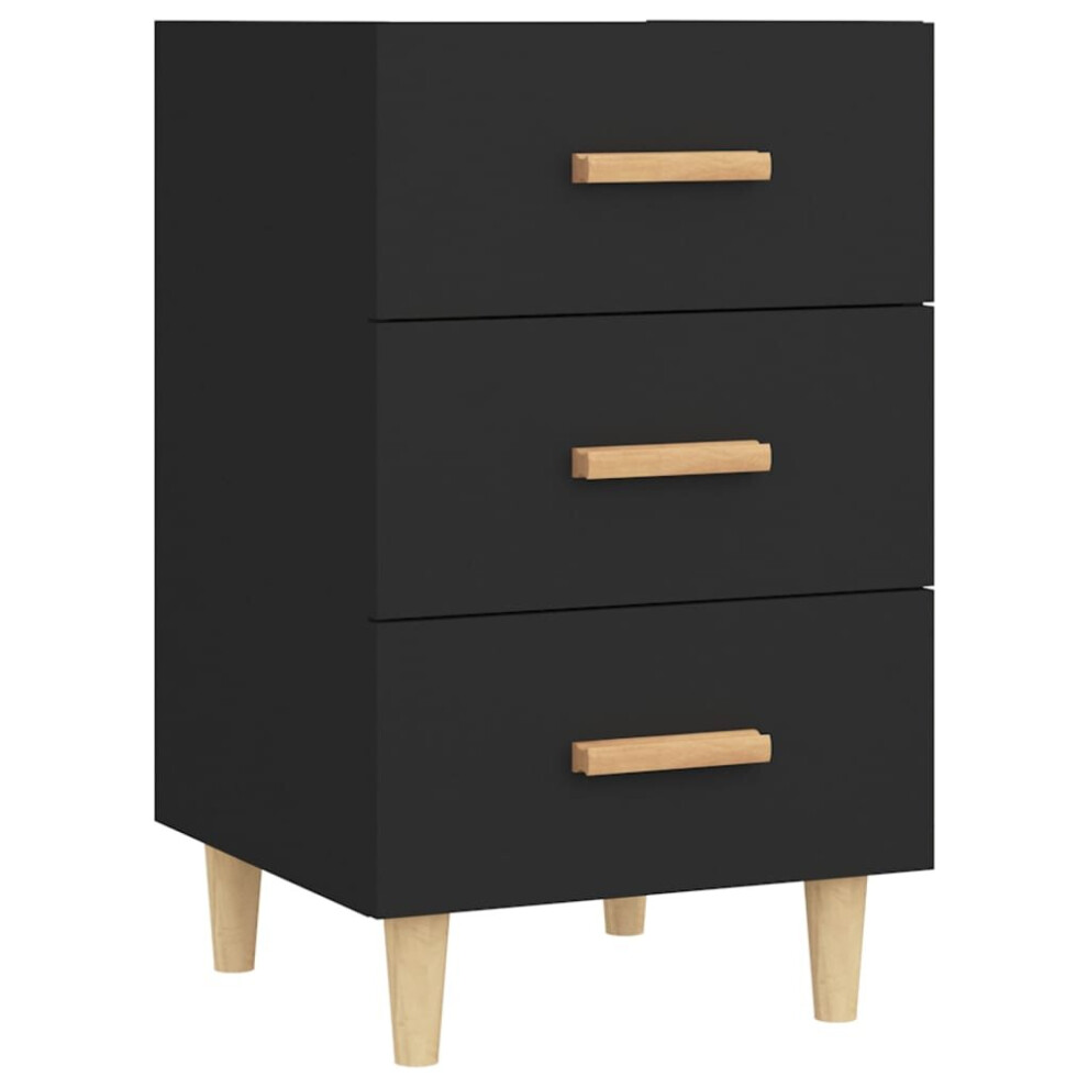 (black) vidaXL Bedside Cabinet Engineered Wood Nightstand Drawer Cabinet Multi Colours