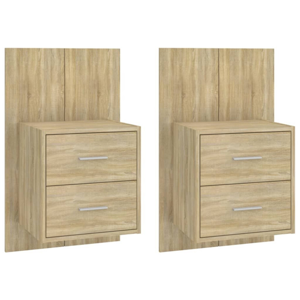 Vidaxl (Sonoma Oak, 2) Wall Bedside Cabinet Floating Nightstand Bedside Unit Hanging Cabinet