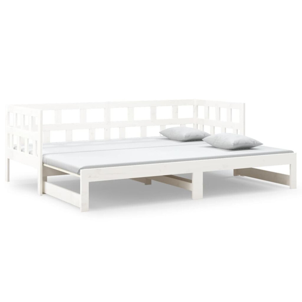 Vidaxl (White, 90 X 200 Cm) Solid Wood Pine Pull-Out Day Bed Wooden Sofa Bed Multi Colours/Sizes