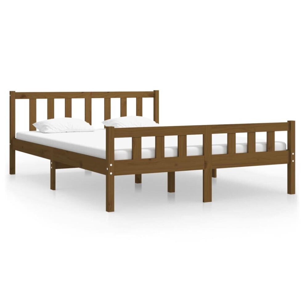 (honey brown, 140 x 190 cm) vidaXL Bed Frame Home Wooden Bedroom Bedstead Platform Bed Base Solid Wood