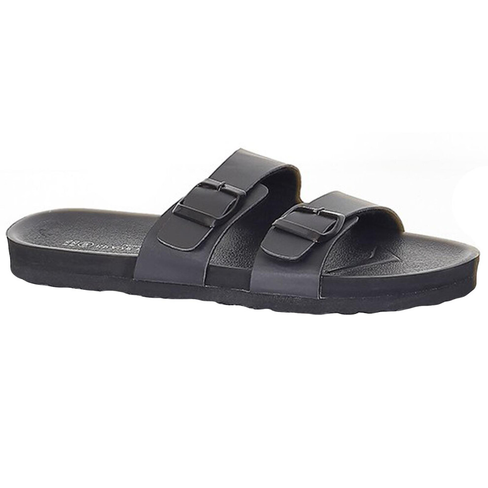 (Black, UK-9) Brave Soul Men Slip on Slider Mule Sandal Ultra Light Sports Slipper Size 6-12